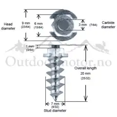 <span style="color:#000000;"><span style="background-color:null;">iGrip sin skrupigg har en h&oslash;ykvalitets herdet og galvanisert st&aring;lpigg med et sveiset wolframkarbidhode.</span><br />
<span style="background-color:null;">Rund pigg med krage beregnet for b&aring;de lettere og tyngre kj&oslash;ret&oslash;y i landbruk, anleggsdrift og fritid</span><br />
<span style="background-color:null;">Total lengde: 20mm</span><br />
<span style="background-color:null;">Utstikk over gummi: 3mm</span><br />
<span style="background-color:null;">Monteringsdybde : 17mm</span></span>