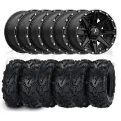 Hjulpakke Polaris 6x6 28" x 14" 6 Sett med Felg MSA M33 Clutch +10mm og dekk ITP Mud Lite 28x9-14 og 28x11-14