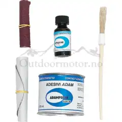 <br />
Komplett reperasjonssett for gummib&aring;t i gummi. Inneholder lim, herder, kost og lapp.