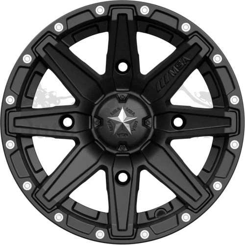 MSA M33 Clutch 15x7 - 4/156, +10mm ATV/UTV Felg - Svart/Maskinert M33-05756