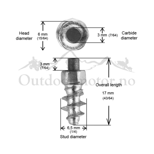 iGrip ST15F Skrupigg 17mm/5mm - 100 stk Aggresiv pigg til kjøretøy som ATV/MC ST-15100F