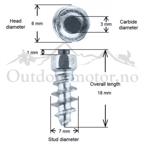 iGrip ST18 Skrupigg 18mm/3mm - 100 stk Skrupigg til både lette/tyngre kjøretøy ST-18100