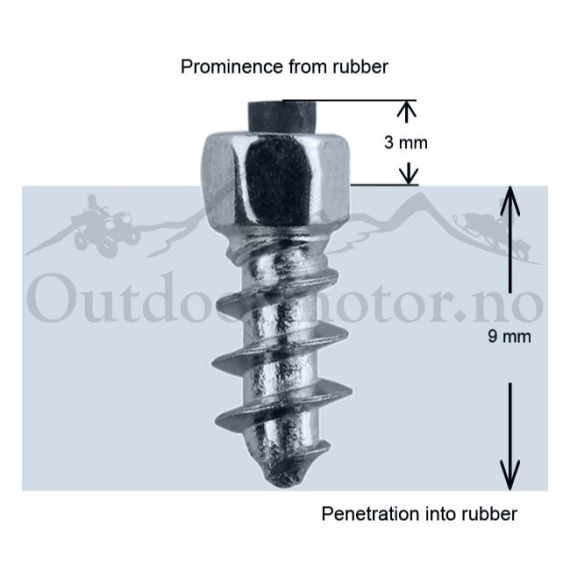 iGrip ST11 Skrupigg 12mm/3mm, 100 stk Skrupigg til ATV, MC, Snøscooter, Sko ST-11100