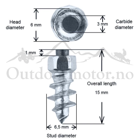 iGrip ST15 Skrupigg 15mm/3mm - 100 stk Skrupigg til lette kjøretøy som ATV/MC ST-15100