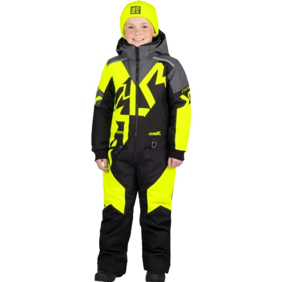 FXR YOUTH MONOSUIT-BLACK/HIVIS
