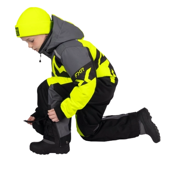 FXR YOUTH MONOSUIT-BLACK/HIVIS