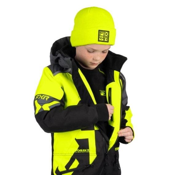 FXR YOUTH MONOSUIT-BLACK/HIVIS