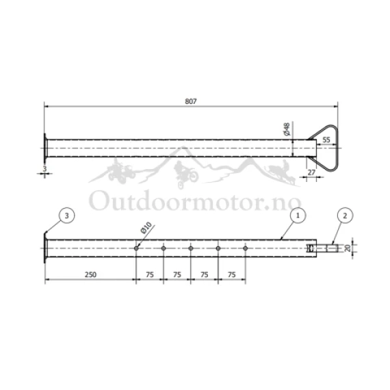 BK Støtteben rund u/klammer